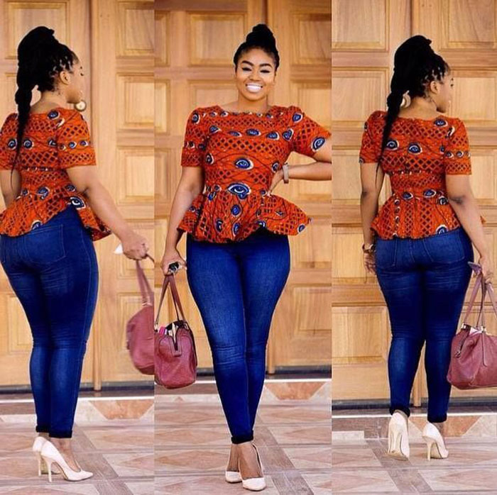 Ankara blouse styles on jeans on sale